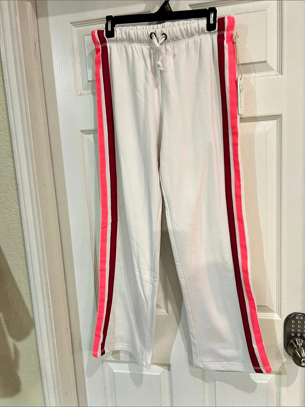 Vintage Havana Color Block Track Pants in White & Pink